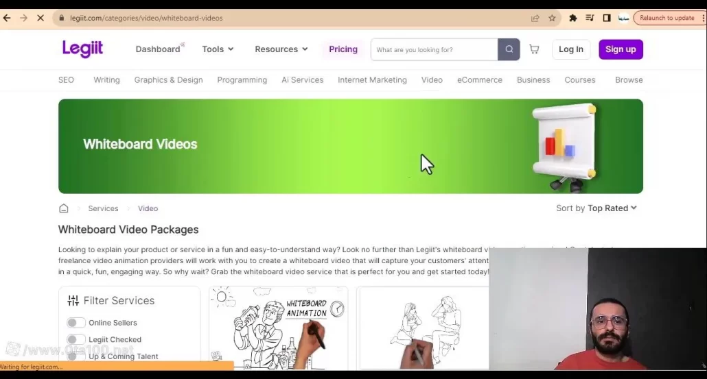 در سایت legiit وارد قسمت ویدئوها می شوید و گزینه whiteboard videos را میزنید