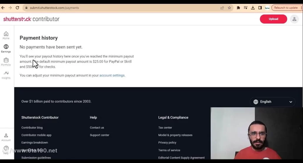 فروش عکس در شاتر استوک، برای اطلاع از پرداختی های قبل در shutterstock، گزینه پیمنت هیستوری را بزنید