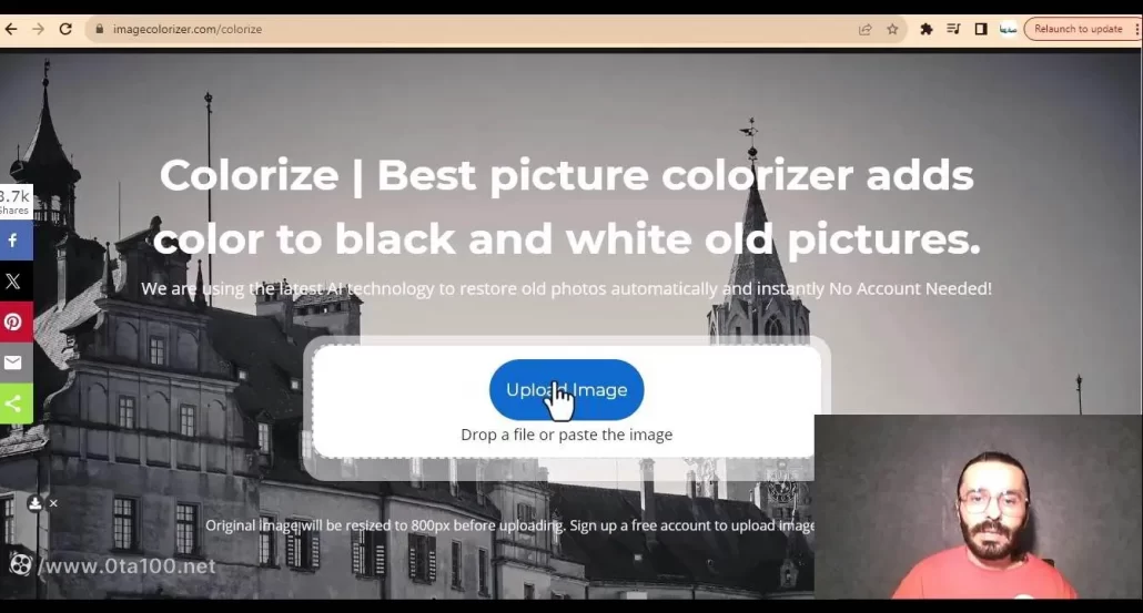 کار با سایت سایت imagecolorizer