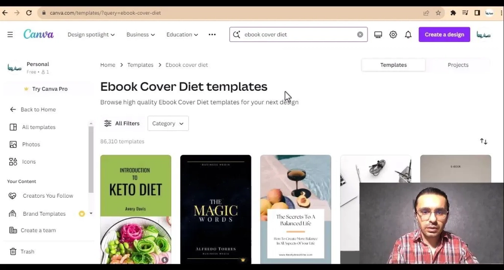 در این صفحه از سایت کانوا، شما شاهد کاورها و تمپلیت های مختلفی برای ساخت کتاب الکتریکی برای رژیم کاهش وزن هستید