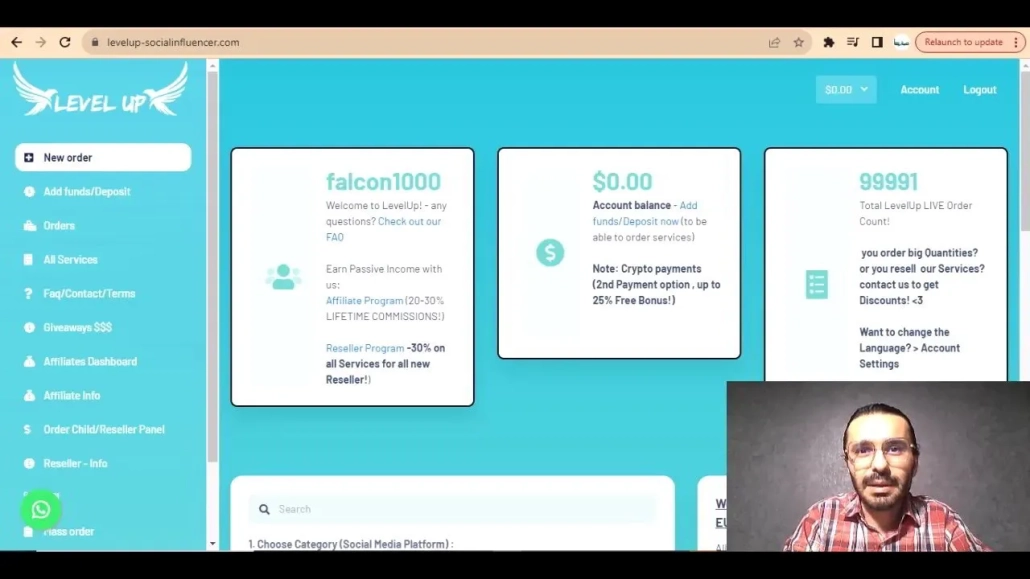 وب سایت level up-social influencer و معرفی صفحه اصلی آن