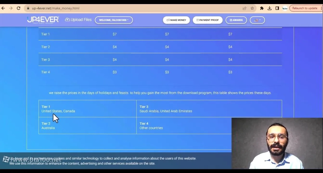 tier 1 در سایت up-4ever یعنی دانلود کننده‌هایی که از آمریکا و کانادا هستند